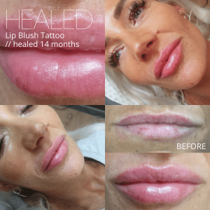 Healed lip blush tattoo