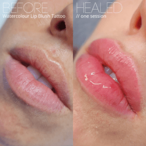 watercolour lip blush tattoo